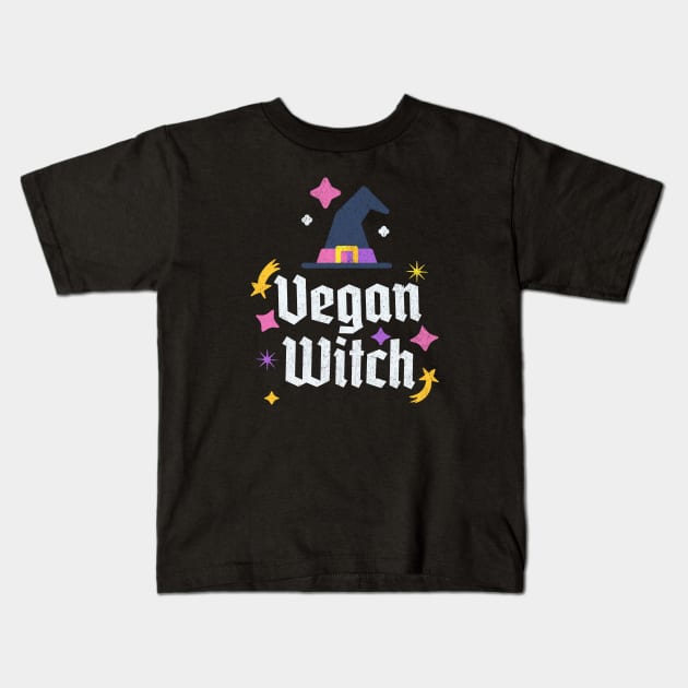 Vegan Witch, Vegan Halloween, Witchy Vegan, Funny Vegan Gifts Kids T-Shirt by KindWanderer